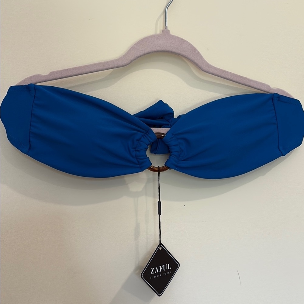 ZAFUL Bandeau Bikini O Ring Strapless Tie Back High Cut Cheeky Bottoms